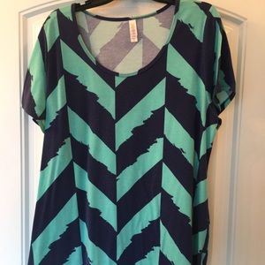 Navy Blue Light Blue Chevron Tunic